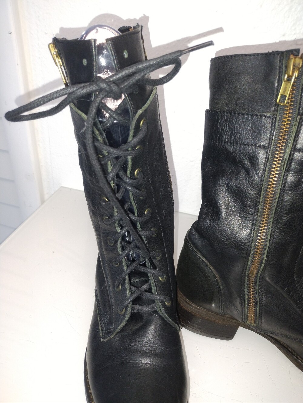 Steve Madden Barney Black Leather Boots. Womens Size 7.5 - Picture 9 of 14